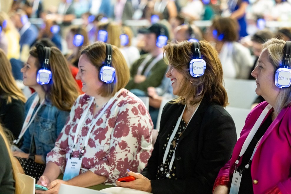 Professionals attending a silent seminar conference