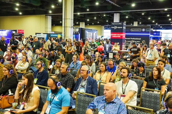 Silent trade shows event in Palmyra with guests wearing silent headphones