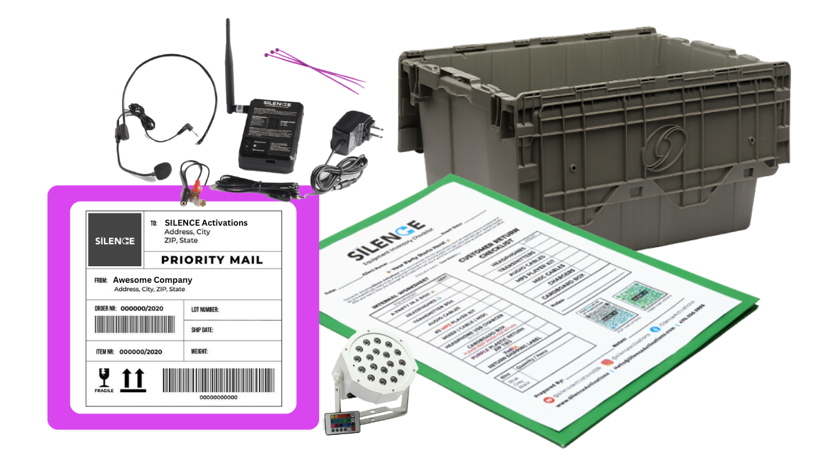Easy silent headphone rental kit breakdown and returns