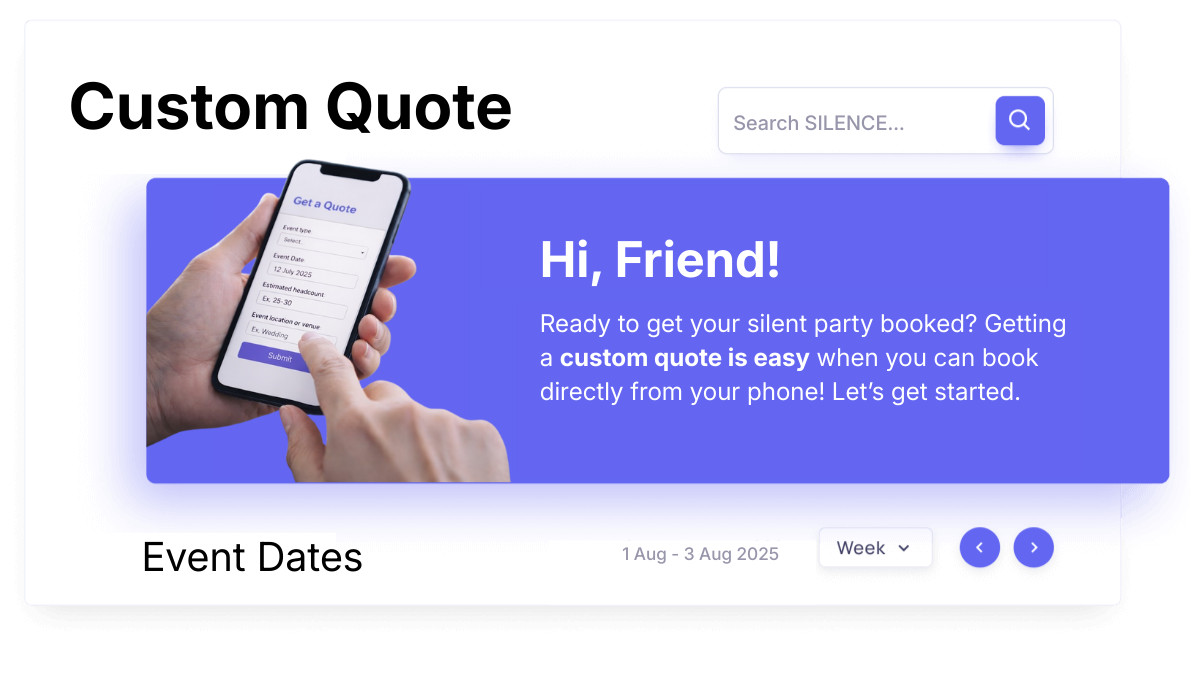 Get started with your custom quote for silent headphone rentals