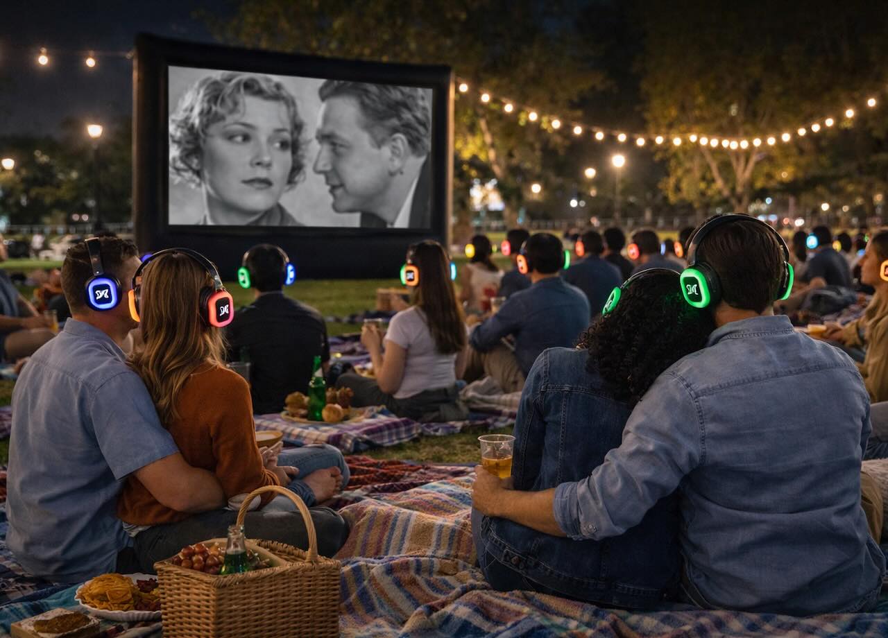 Silent movie screenings headphone event in Jonesville, MI