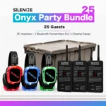Onyx Silent Disco Bundle – 25 Headsets (3-Channel Bluetooth Setup)