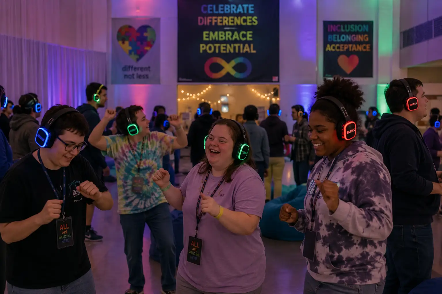 Silent neurodivergent event in Payson with guests wearing silent headphones